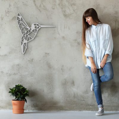 Hummingbird Geometric Wood Wall Art