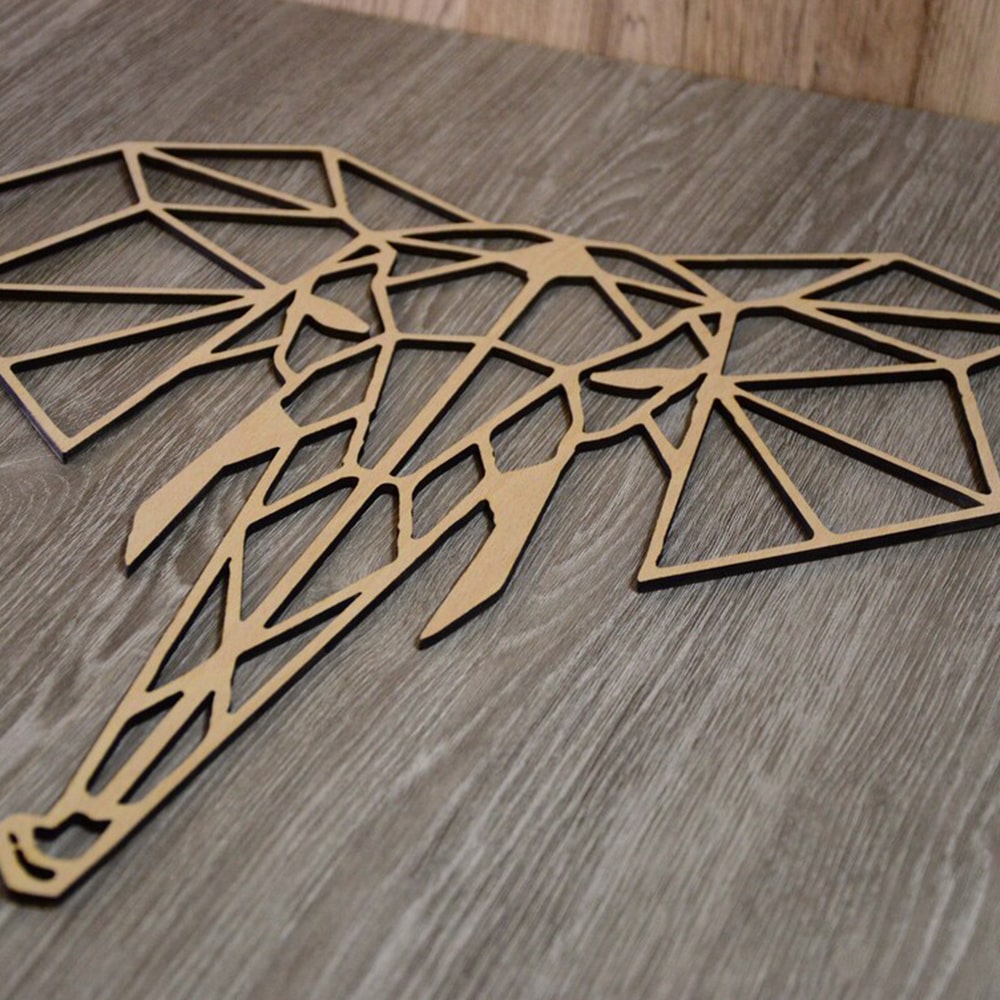 Elephant Geometric Wood Wall Art