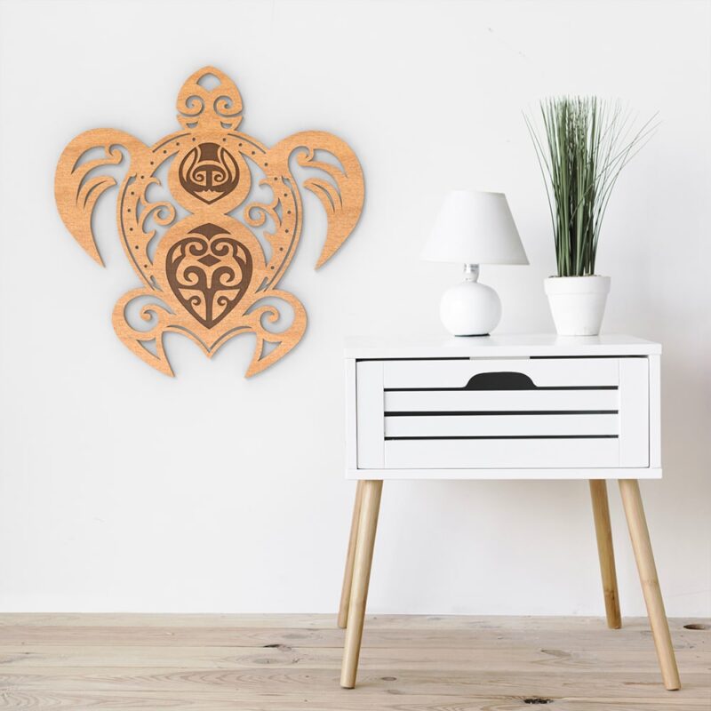 Tribal Turtle Wood Wall Art