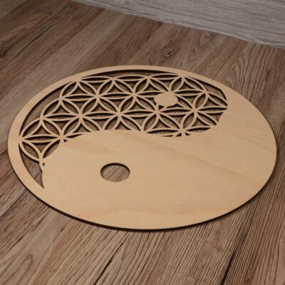 Yin Yang Flower Of Life Wood Wall Art