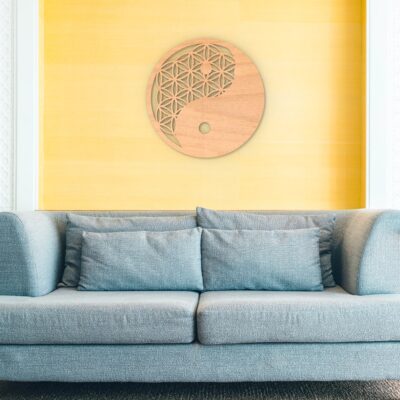 Yin Yang Flower Of Life Wood Wall Art