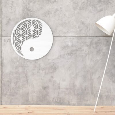 Yin Yang Flower Of Life Wood Wall Art