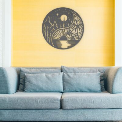 Yin Yang Sun Moon Wood Wall Art