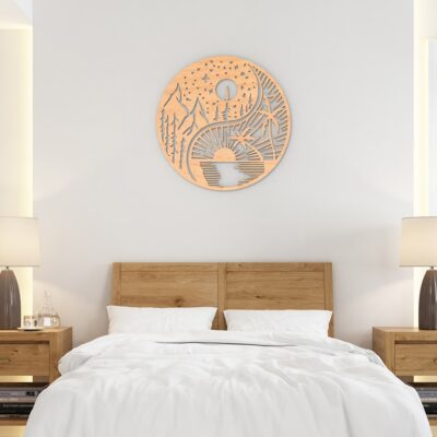 Yin Yang Sun Moon Wood Wall Art