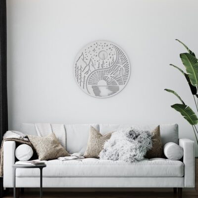 Yin Yang Sun Moon Wood Wall Art